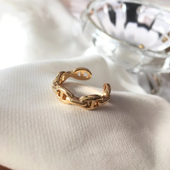 Golden Chain Knot Link Open Ring - Picture 7 of 12